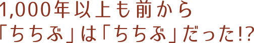1,000年以上も前から「ちちぶ」は「ちちぶ」だった!?