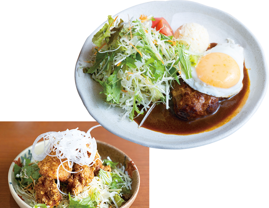 森のかくれん房 ハンバーグステーキランチ 鶏唐揚げ油淋鶏