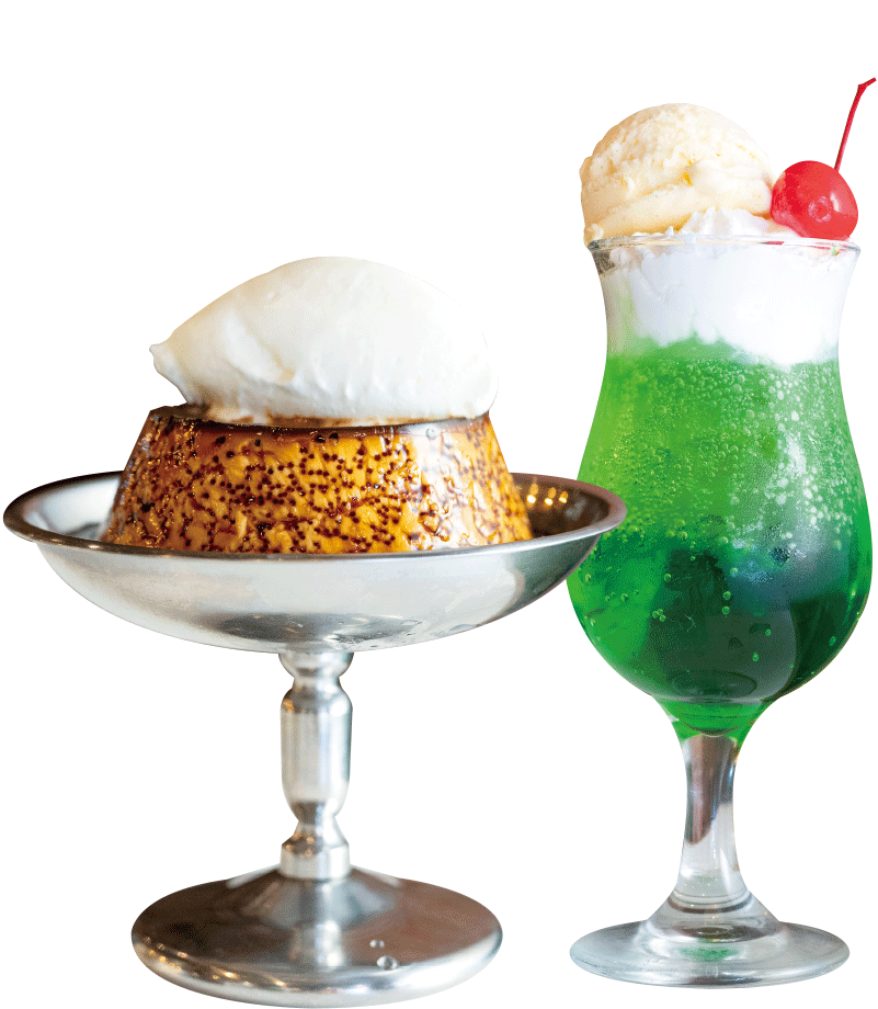 クリームソーダ ととのうプリン 町の洋食 パーラーオオハシ